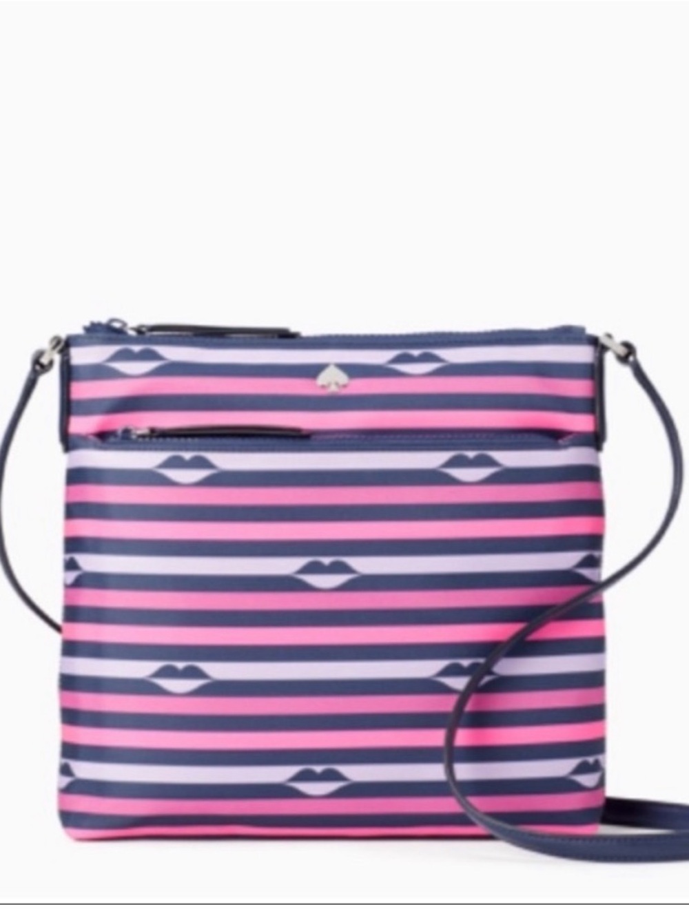 kate spade ♠️ Jae Nylon Kiss Print Striped Crossbody Bag